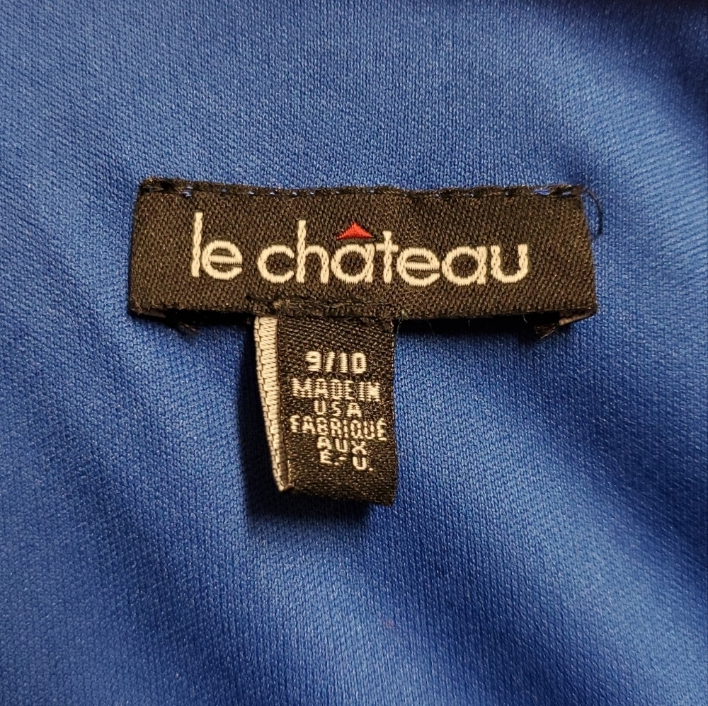 LE CHATEAU | Electric Blue Mini Sleeveless Ruffle Collar Dress (Size 9/10) - Picture 6 of 7